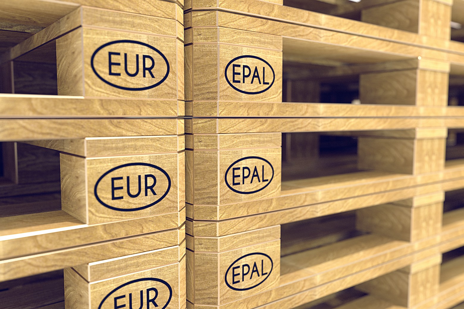 Euro,Pallet,Stack.,Focus,On,Epal,And,Euro,Signs.